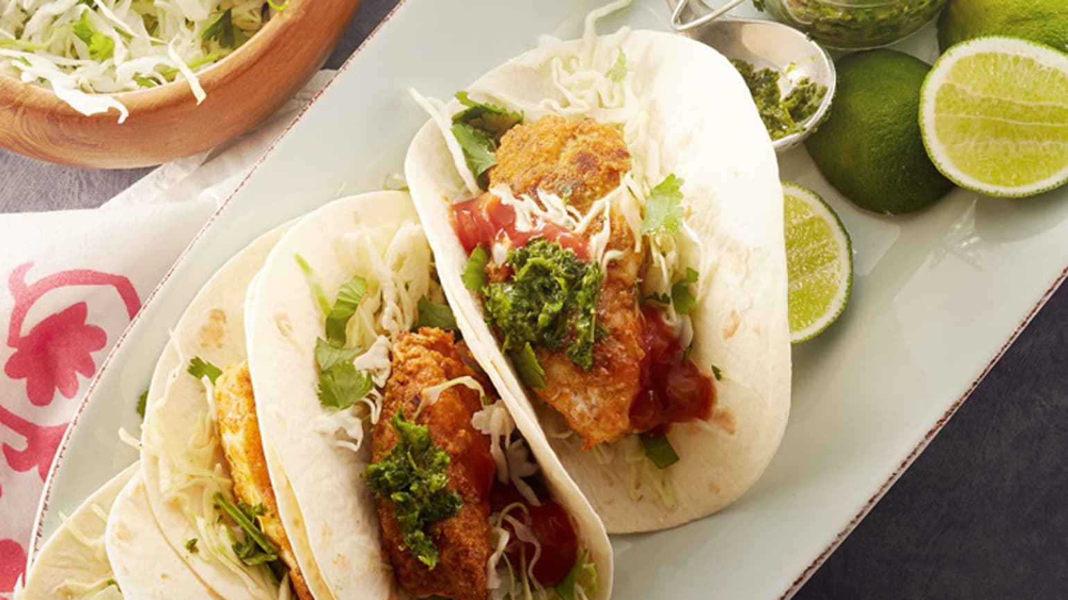 Fish Soft Tacos with Fresh Green Chili Sauce Recipe